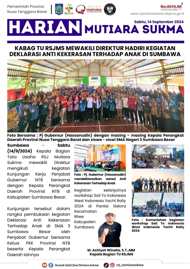 KABAG TU RSJMS MEWAKILI DIREKTUR HADIRI KEGIATAN DEKLARASI ANTI KEKERASAN TERHADAP ANAK DI SUMBAWA